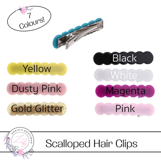 ⋅ Acrylic Scalloped Hair Clips ⋅ 54mm Alligator Hair Clips ⋅ Various Colours ⋅