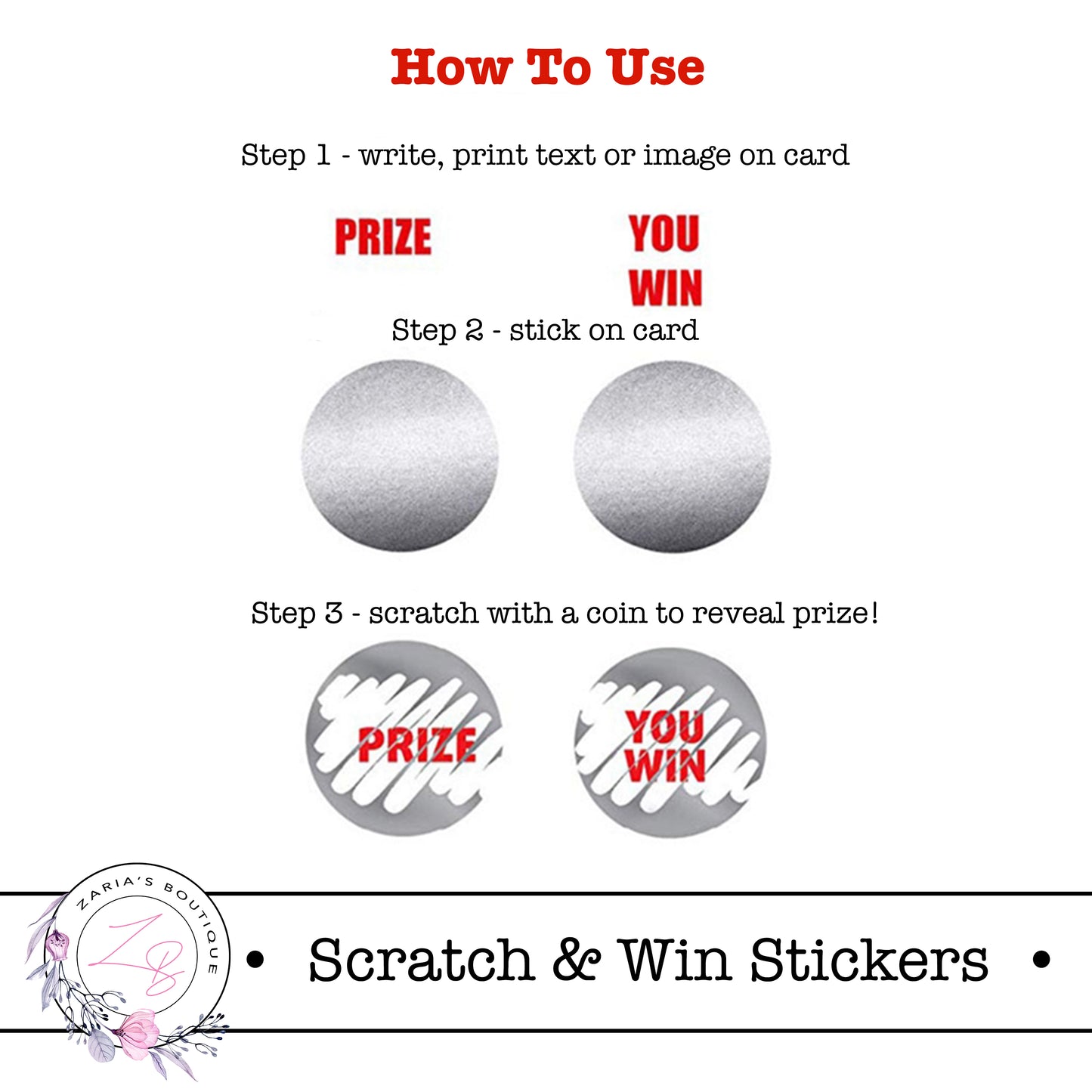 ⋅ Scratch  & Win ⋅ Scratchable Stickers ⋅ Small Business Packaging