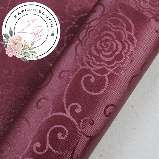 ⋅ Floral Scrolls ⋅Silky Faux Leather ⋅ Burgundy ⋅
