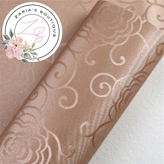 ⋅ Floral Scrolls ⋅ Silky Faux Leather ⋅ Caramel ⋅