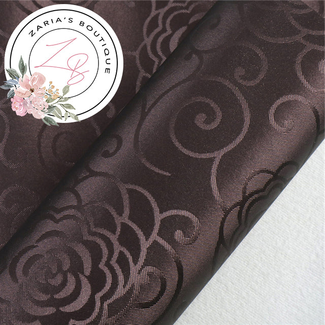 ⋅ Floral Scrolls ⋅ Silky Faux Leather ⋅ Chocolate Brown ⋅