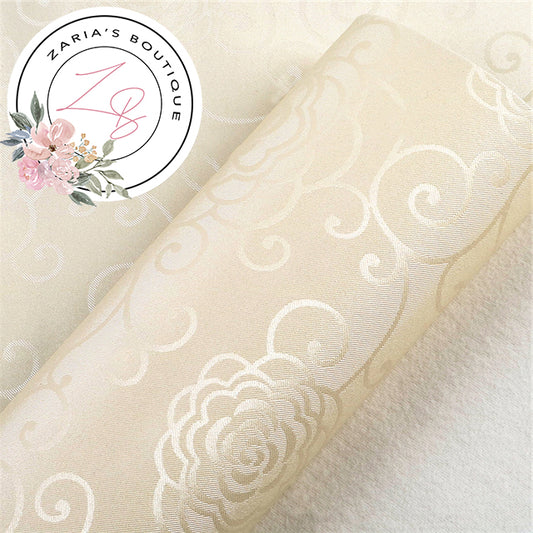 â‹… Floral Scrolls â‹… Silky Faux Leather â‹… Cream â‹…