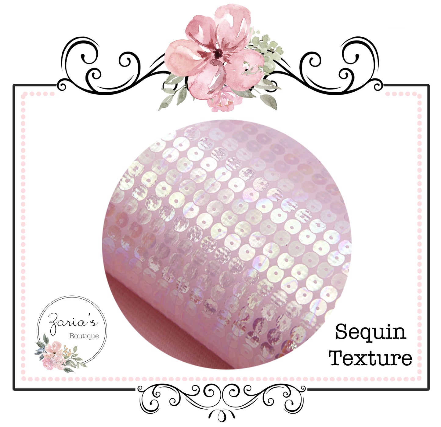 SALE Textured Holographic Baby Pink Sequins ~ Faux Leather ~ 0.45mm
