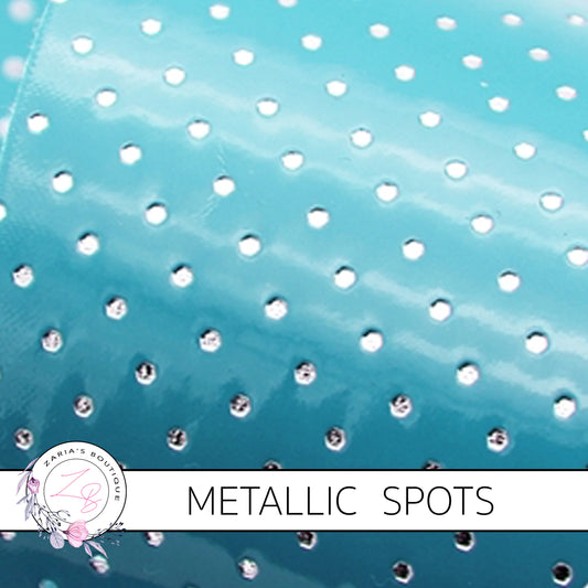 Aqua Silver Spots ~ Textured Metallic Faux Leather