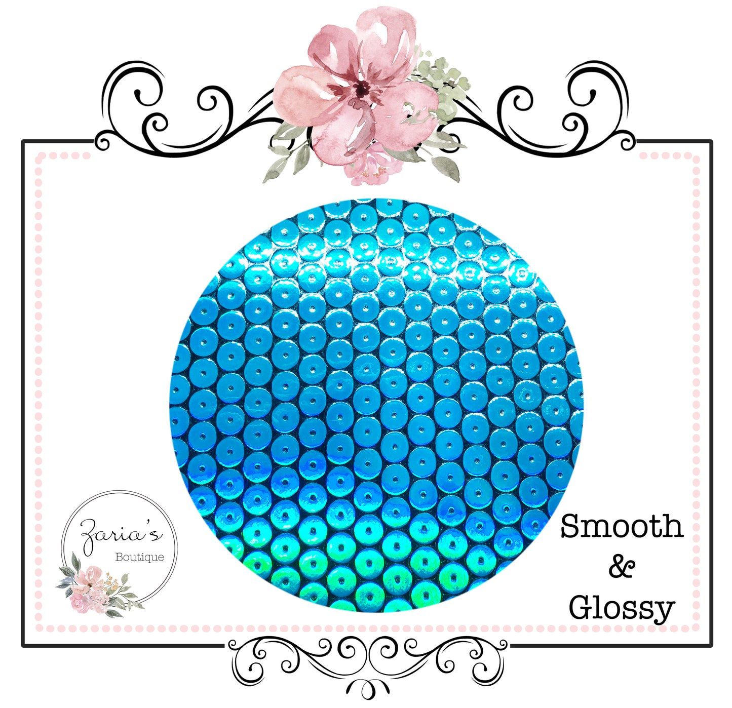 Pink Holo Sequins ~ Smooth Glossy Faux Leather