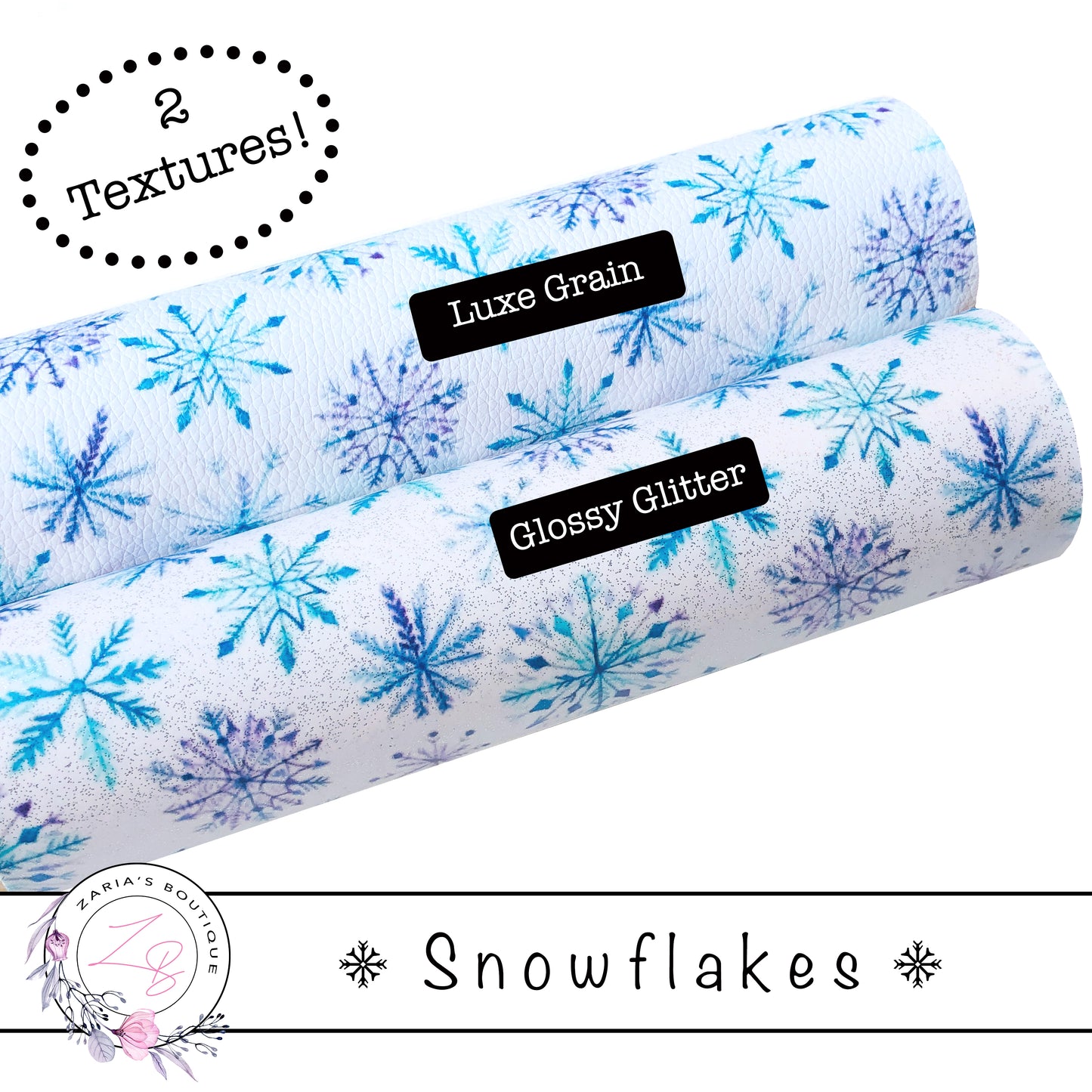 ⋅ Snowflakes ⋅ Glossy Glitter & Vegan Faux Leather ⋅