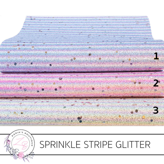 Sprinkle Stripe Glitter ~ Multi-Colour Pastel Rainbow Stripes ~ 3 Colours