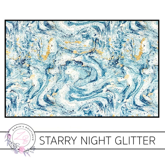 Starry Night ~ Aqua & Gold ~ Marbled Chunky Glitter ~ 1mm