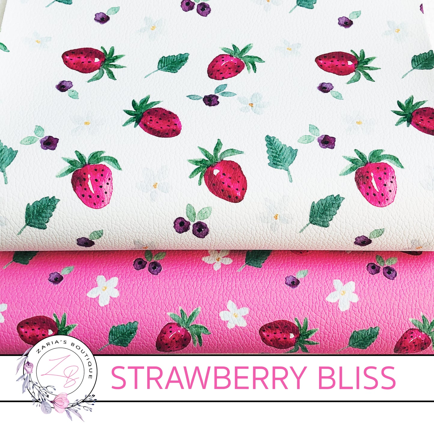 Custom Strawberry Bliss Vegan Faux Leather ~ Single Sheets OR Multi-Pack
