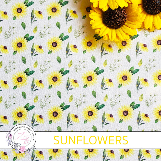 ⋅ Sunflower Meadow ⋅ Premium Custom Printed Floral Vegan Faux Leather ⋅