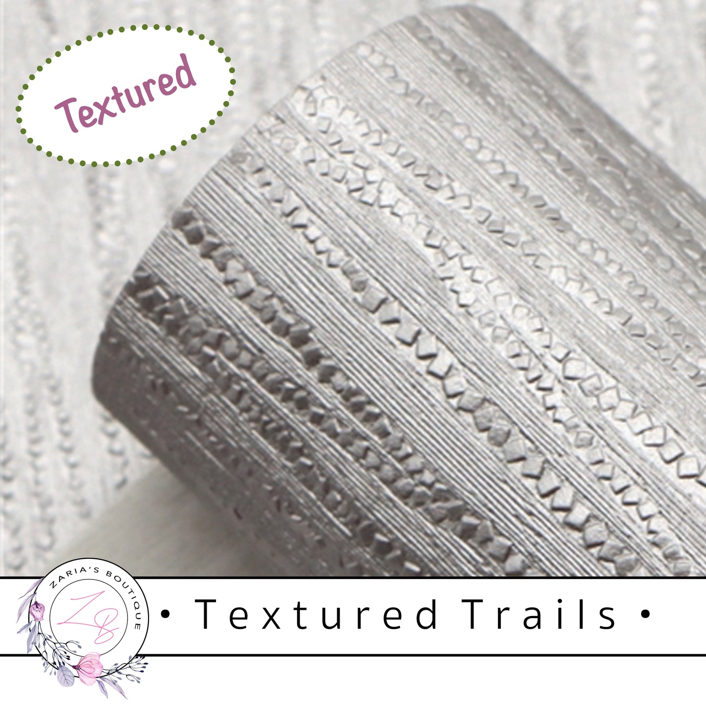 ⋅ Textured Trails ⋅ Vegan Faux Leather ⋅ Silvery Grey
