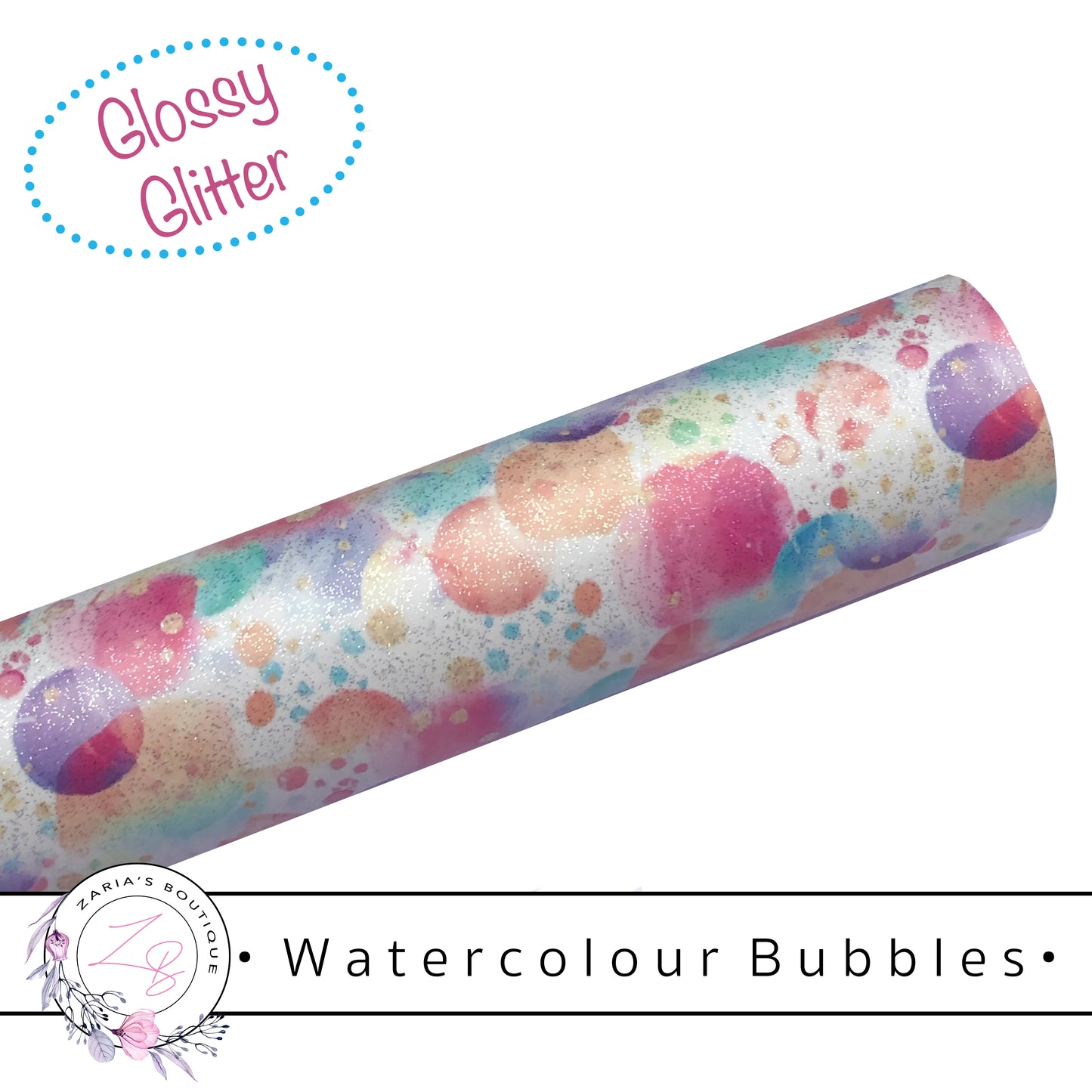 ⋅ Watercolour Bubbles ⋅ Smooth Glossy Glitter Vegan Faux Leather