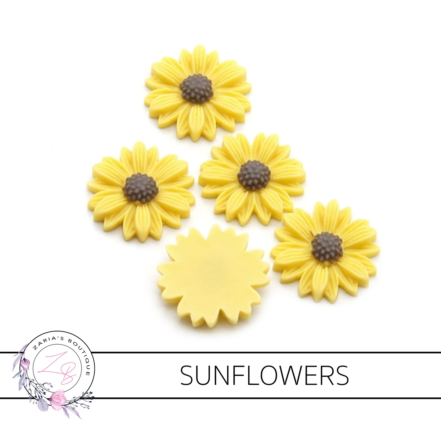 ⋅ S u n f l o w e r s ⋅ Flatback Resin Bow Embellishments ⋅ 5 pieces