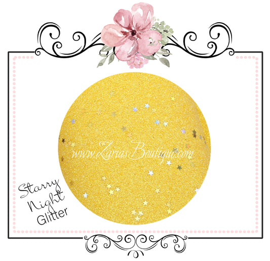 Starry Night Collection Fine Glitter ~ Yellow ~ Silver & Gold Star Encrusted Christmas Craft Sheets