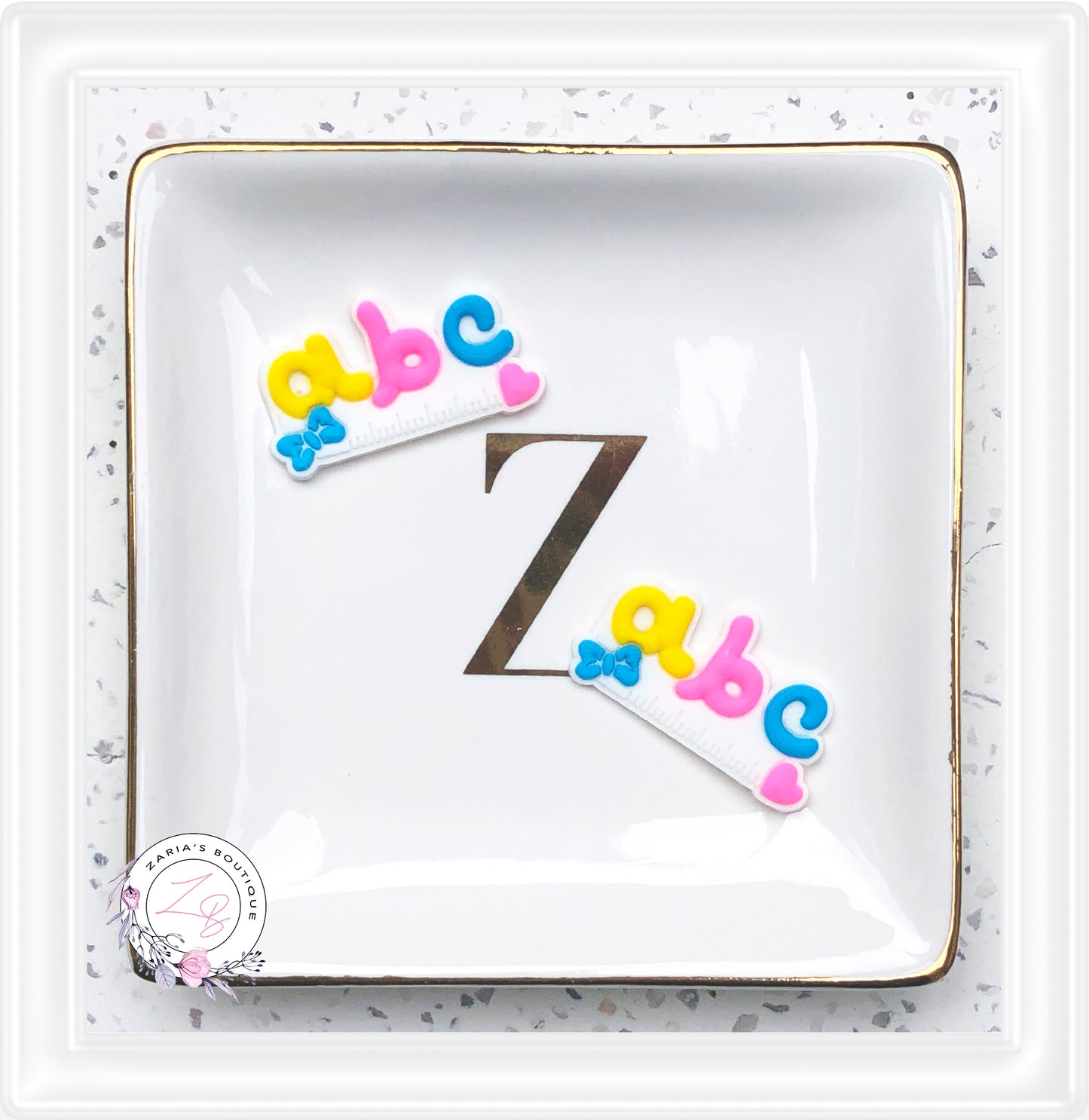 ⋅ ABC Ruler ⋅ Flatback Resin Cabochon Embellishments ⋅ Pair ⋅