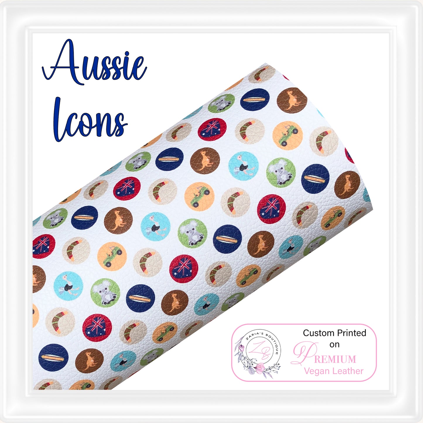 ⋅ Aussie Icons ⋅ Custom Printed Premium Vegan Faux Leather ⋅