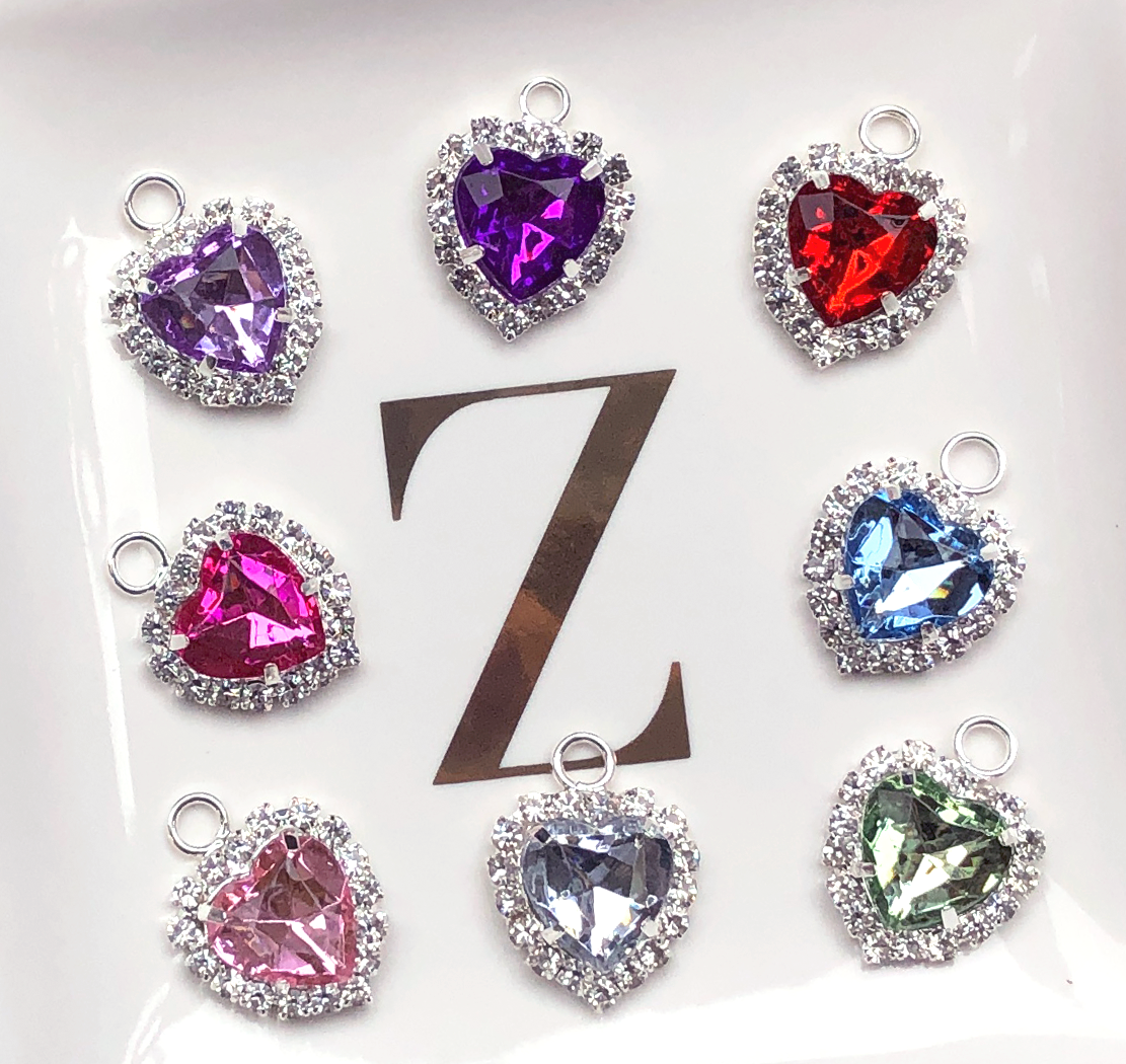 ⋅ Gem Heart Charms ⋅ Assorted Colours ⋅ Bling Embellishment ⋅