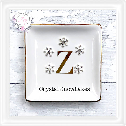 ⋅ Crystal Snowflake Embellishments ⋅ High Quality Silver Metal ⋅ Flatback ⋅ Set of 5