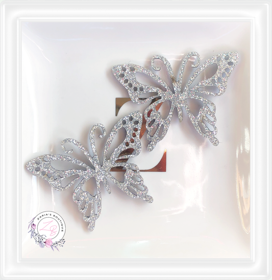 â‹… Butterfly Appliques Glitter Faux Leather â‹… 2 pc â‹…