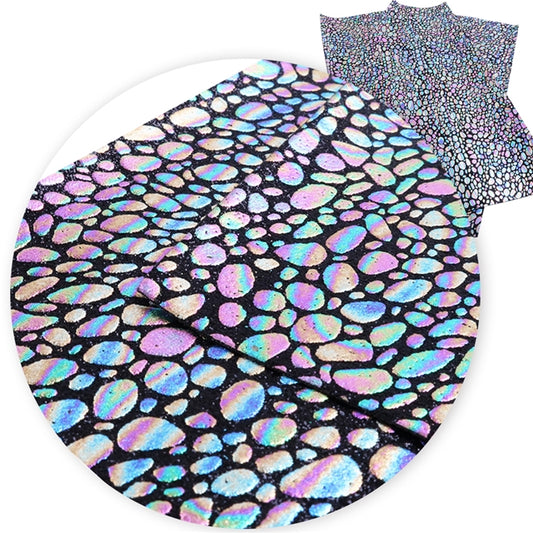 ⋅ Iridescent Pebbles ⋅ Multi-Colour on Black ⋅ Textured Faux Leather ⋅