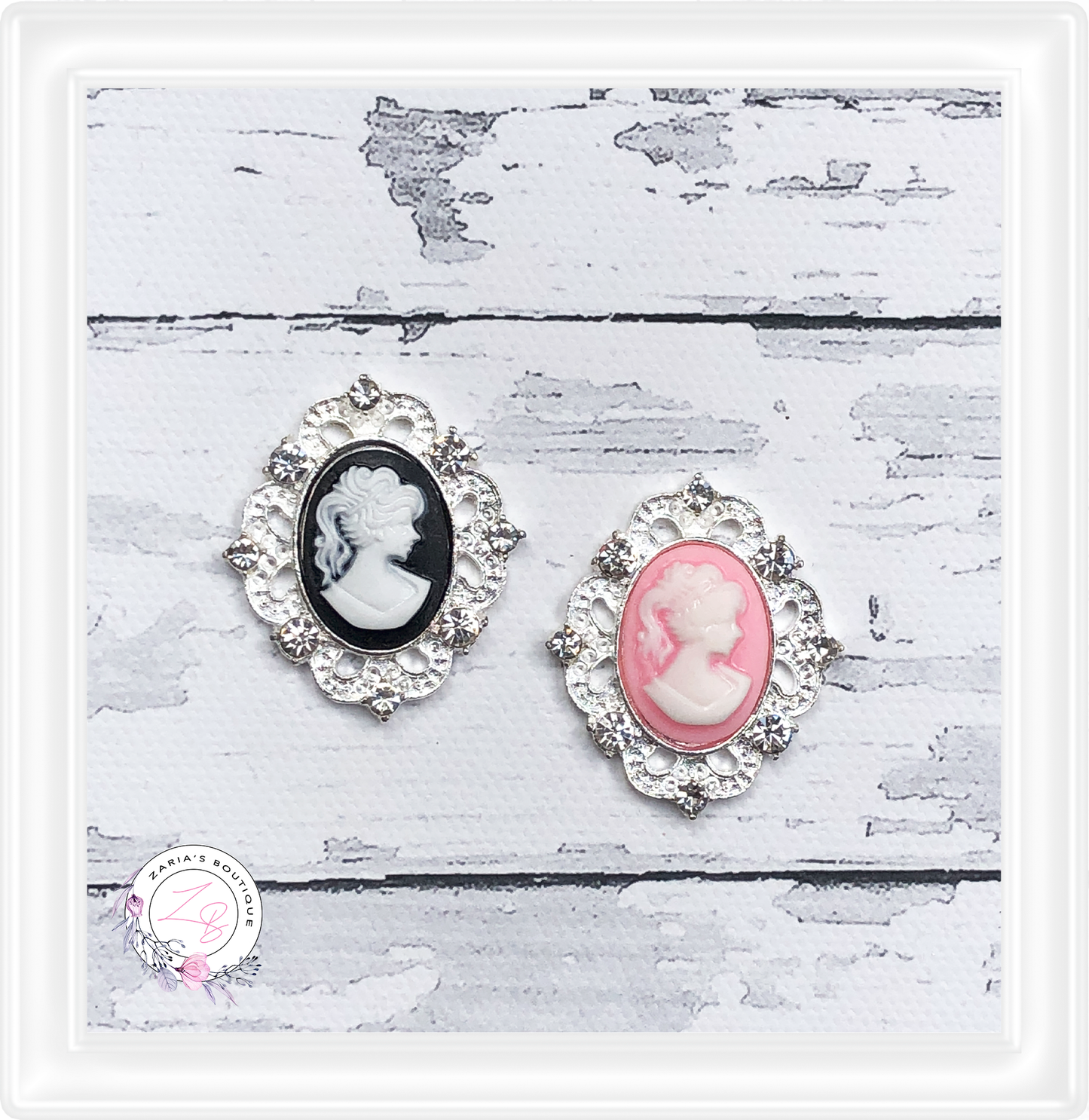 ⋅ Cameo Embellishments ⋅ High Quality Metal ⋅ Pink or Black