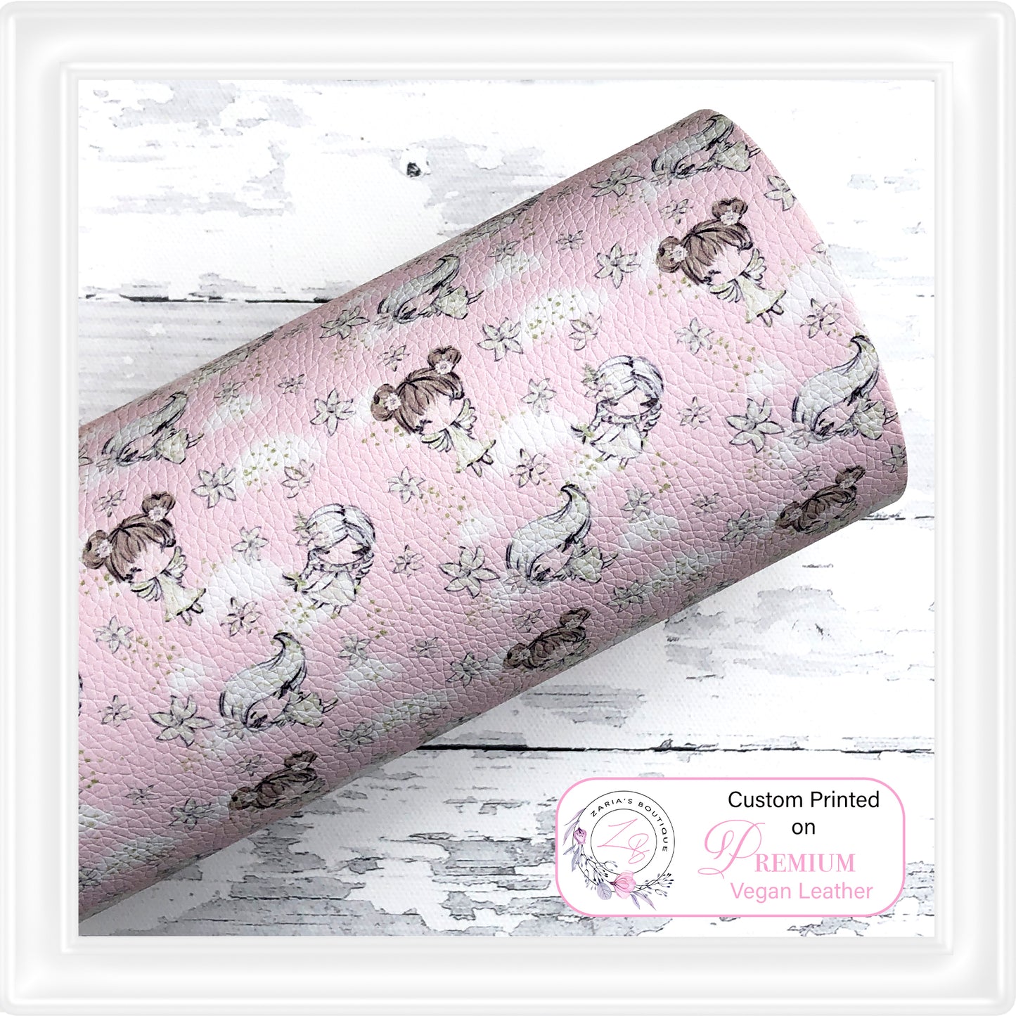 Christmas Angels Vegan Faux Leather ~ Pink