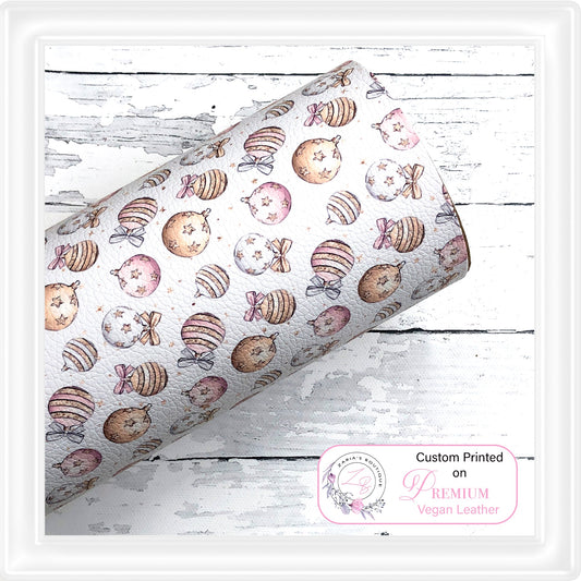 Christmas Baubles Vegan Faux Leather ~ Blush Pink