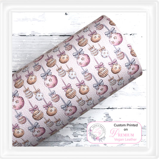 Christmas Baubles Vegan Faux Leather ~ Ivory