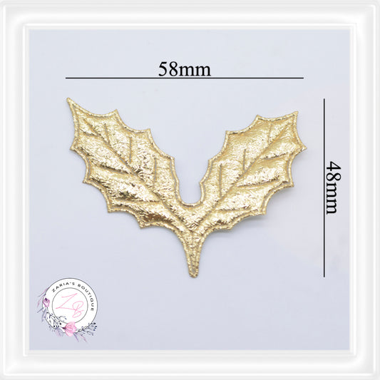 ⋅ Christmas Holly Leaves ⋅  Silver & Gold ⋅ Sold in Pairs ⋅
