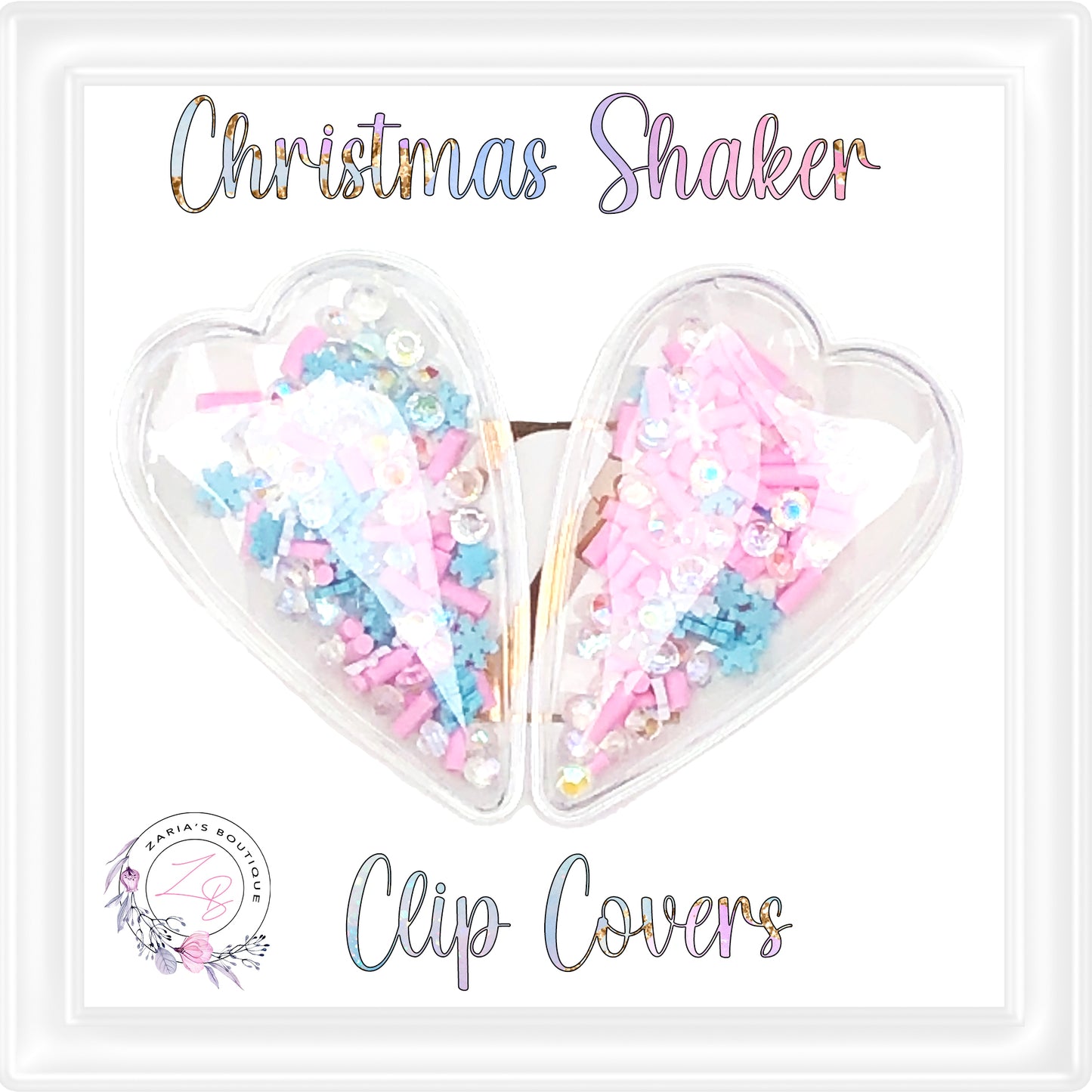 • Christmas Shaker Clip Covers • Fits 5cm Snap Clips • Per Pair •