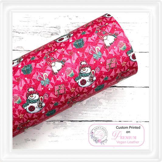 Christmas Gnomes & Snowmen ~ White ~ Faux Leather