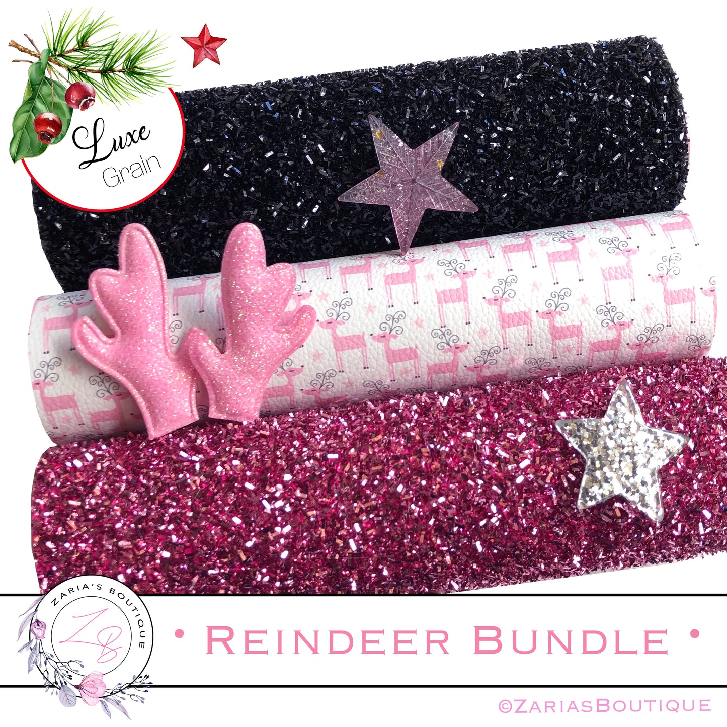 ⋅ Reindeer Bundle ⋅ Christmas Faux Leather & Glitter Bundle
