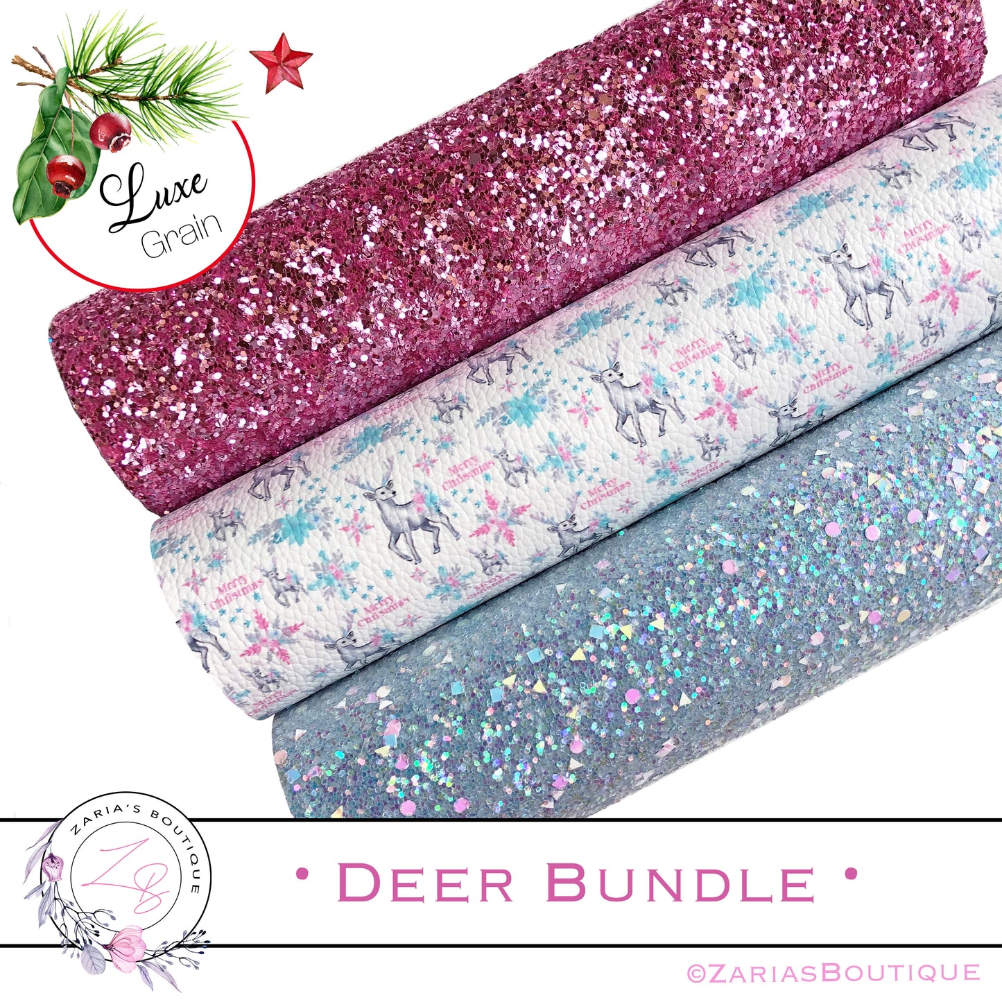 ⋅ Reindeer Bundle ⋅ Christmas Faux Leather & Glitter Bundle