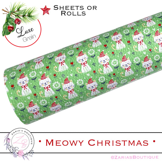 ⋅ Meowy Christmas ⋅ Luxe Vegan Faux Leather ⋅ Sheets or Rolls! ⋅
