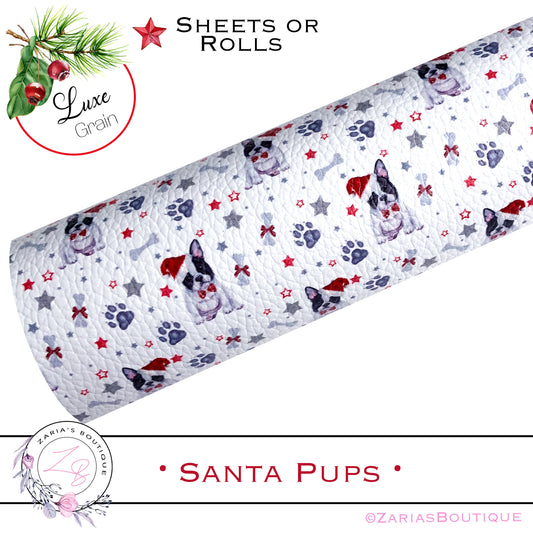 ⋅ Christmas Santa Pups ⋅ Luxe Vegan Faux Leather ⋅ Sheets or Rolls! ⋅