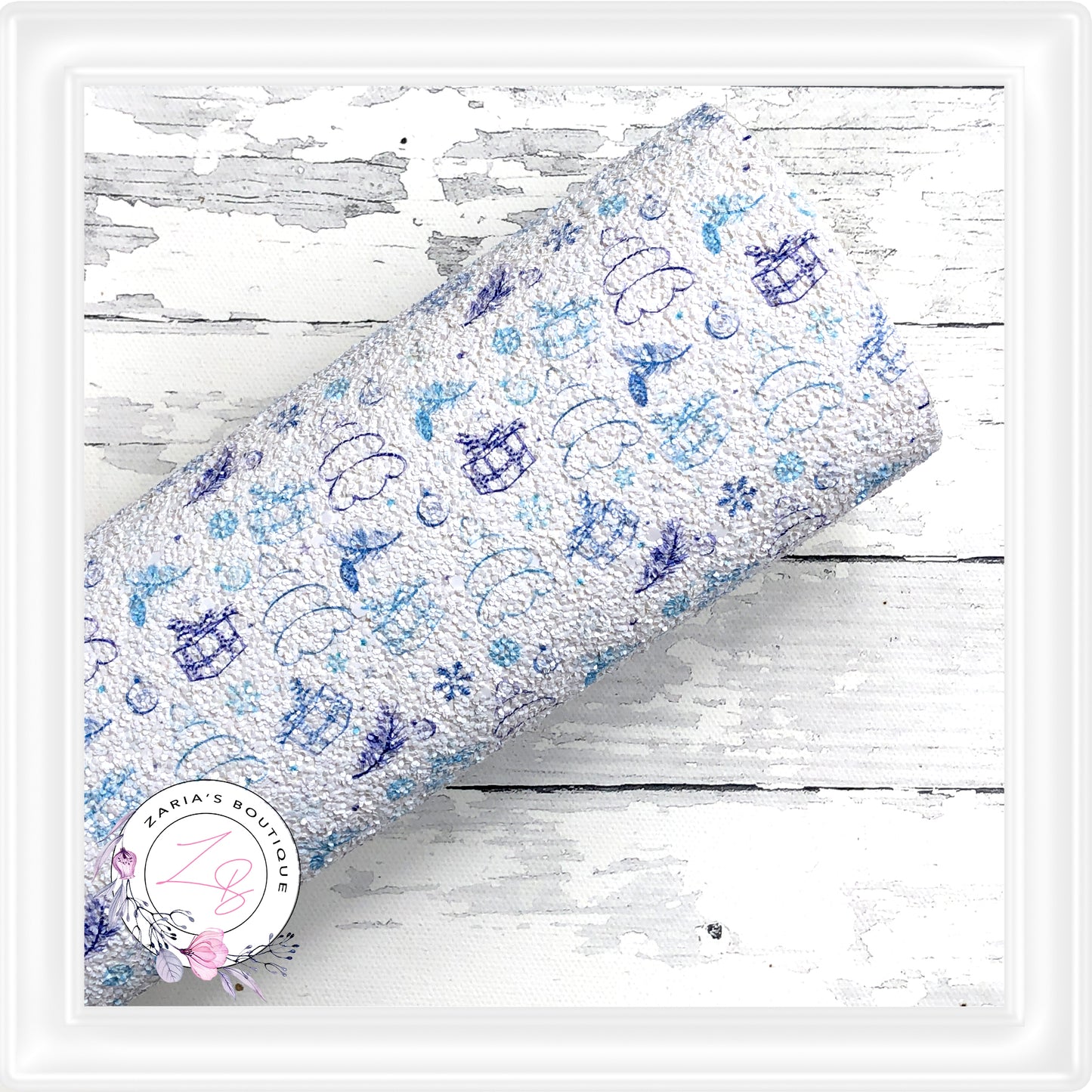 SALE ⋅ Blue Christmas Trees⋅ Chunky Glitter Faux Leather ⋅
