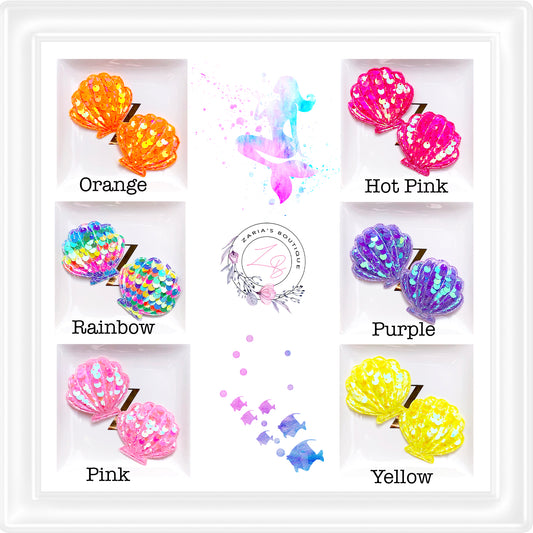 • Sequin Clam Shells • Applique Embellishments • 6 Colours • Per Pair •