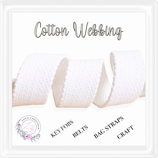 ⋅ 25mm Cotton Webbing ⋅ White ⋅ per Metre