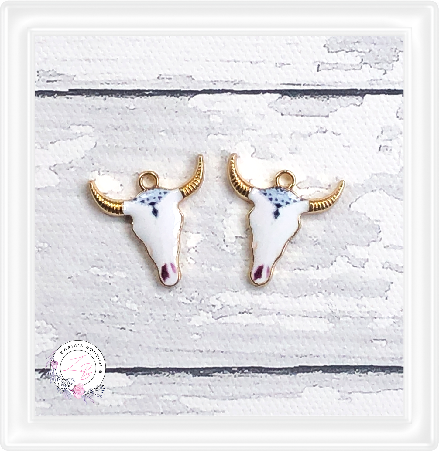 ⋅ Boho Skulls ⋅ Cow Cattle Charms ⋅ Cattle Earring Embellishments ⋅ 2 pieces