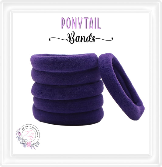 10 Nylon Ponytail Hair Bands ~ Dark Purple
