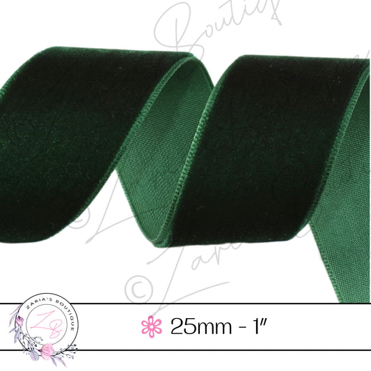 ⋅ Red Velvet Ribbon ⋅ 25mm ⋅ 1 inch ⋅ Per Metre ⋅ Christmas Collection ⋅