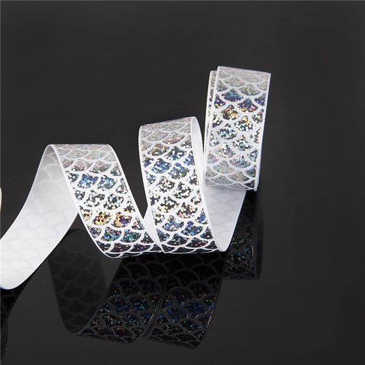 Mermaid Tail/Fish Scale Hologram Foil Grosgrain Ribbon ~ 1" ~ 25mm