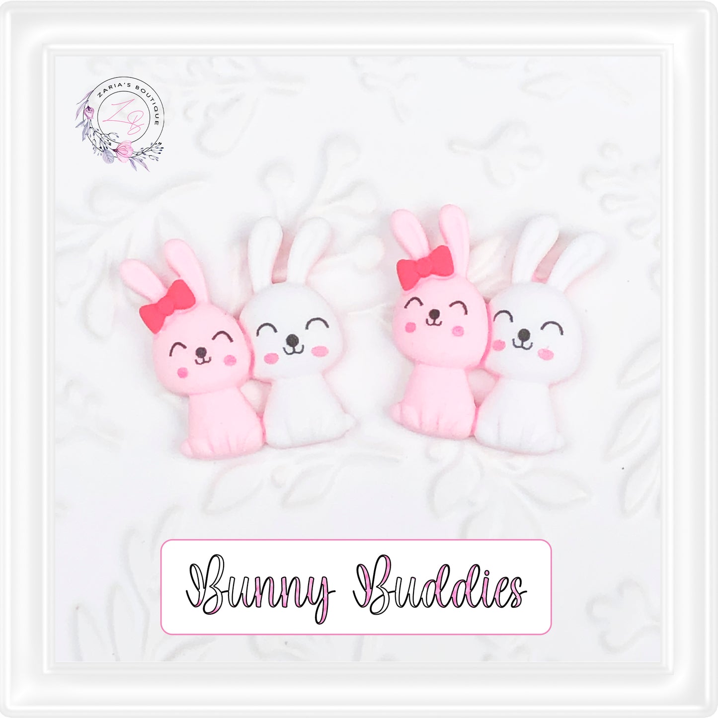 • Bunny Buddies • Flatback Resin Rabbit Embellishments • 2 pcs •