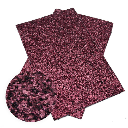 Burgundy Wine Sparkle Chunky Glitter Canvas Faux Leather Fabric Sheets