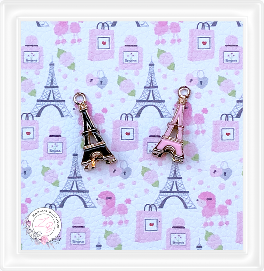 ⋅ Eiffel Tower  ⋅ Black Metal Charms (2)