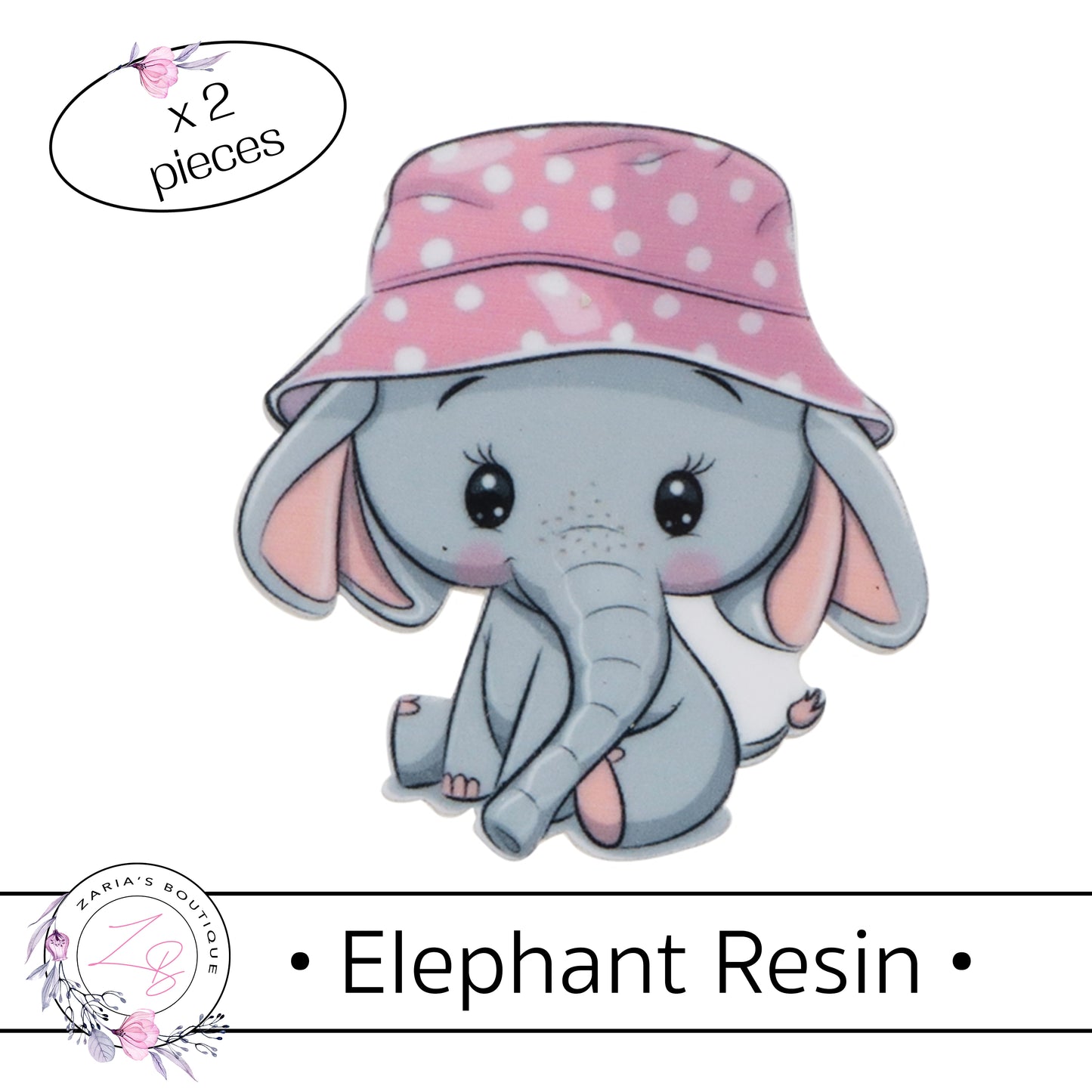 ⋅ Elephant Embellishment ⋅ Flatback Resin ⋅ 2 Pieces ⋅