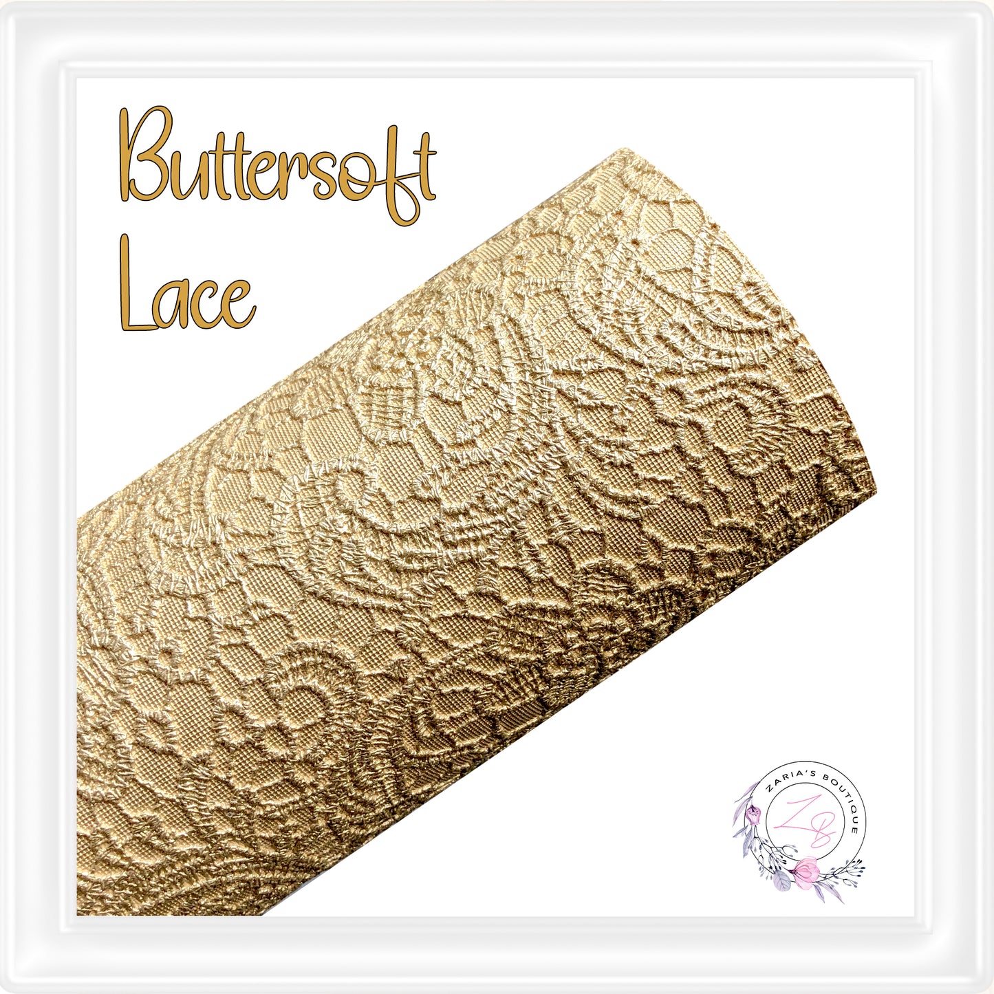 ⋅ Embossed Floral Butter Soft Lace ⋅ Vegan Faux Leather ⋅ Gold ⋅
