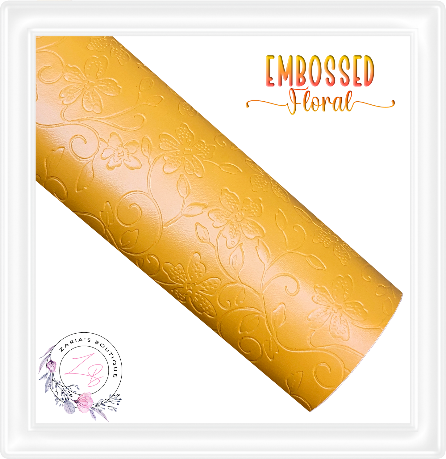 ⋅ Embossed Floral ⋅ Mustard Yellow ⋅ Vegan Faux Leather ⋅