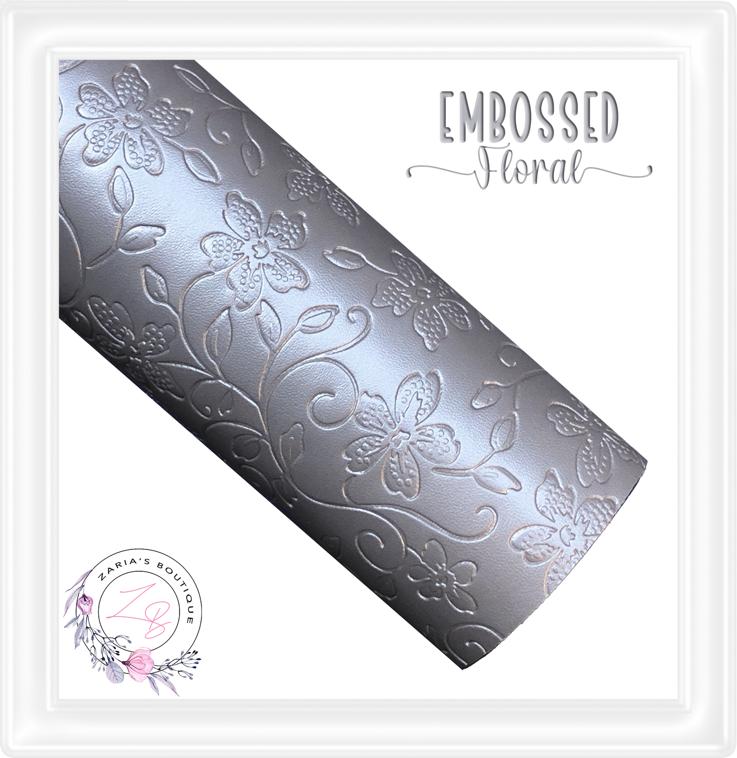 ⋅ Embossed Floral ⋅ Metallic Pewter ⋅ Vegan Faux Leather ⋅