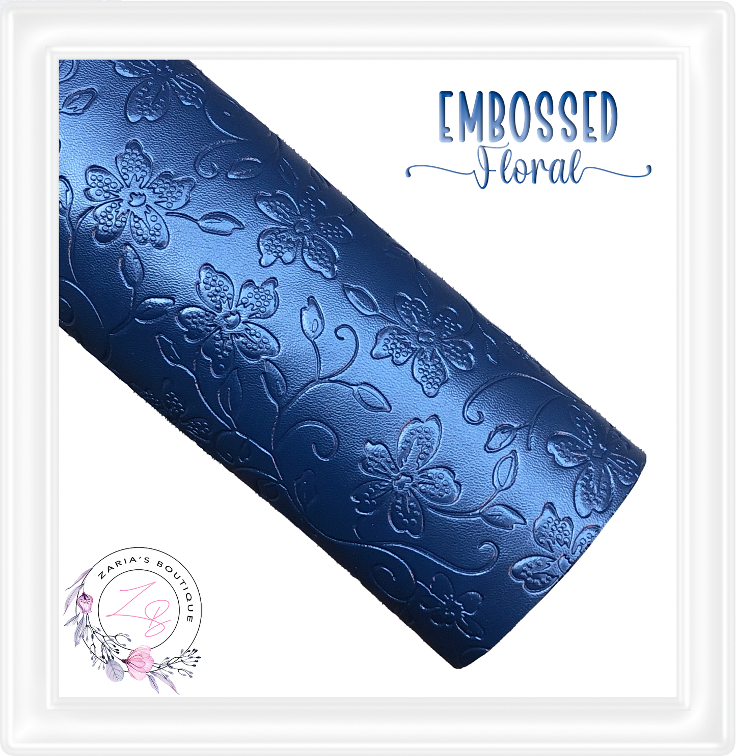 ⋅ Embossed Floral ⋅ Navy Blue ⋅ Vegan Faux Leather ⋅